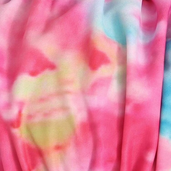 Tie Dye Ruched Bandeau High Cut Bikini Swimsuit - Picture 5 of 6